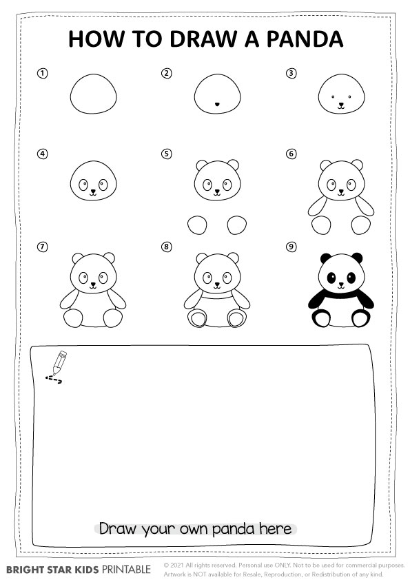 How To Draw a Panda: Cute and Simple Panda Drawing - Bright Star Kids