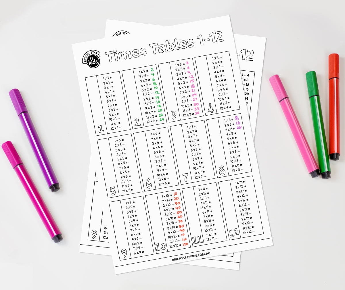 Times Table Chart Free Printable Bright Star Kids Free Printable